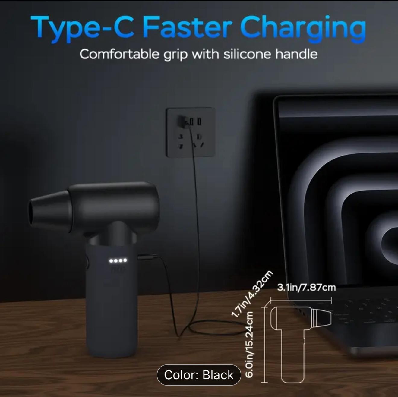 Electric Air Duster, High-Speed 3 Gear Cordless Rechargeable Jet Blower, Portable Air Blower For Outdoor, House And Car, Jet Fan For Keyboard, Computer Cleaning, Inflating, Dry - Image 3